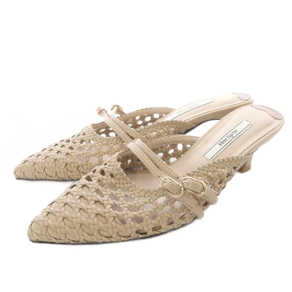 【中古】ハーリップトゥ Her lip to Riviera Double Belted Mules サンダル ストラップ 36 ベージュ /SR レディース 【ベクトル 古着】 260323