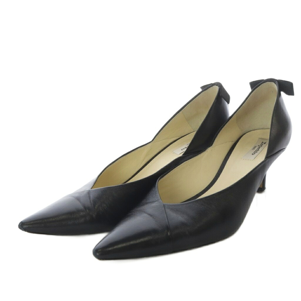 【中古】レ愛玩動物 Repetto Laurine Pumps パンプス ハイヒール ポインテッドトゥ なめし革 37 黒いこと /YO6 ■SH レディース 【ベクター 古着】 260319