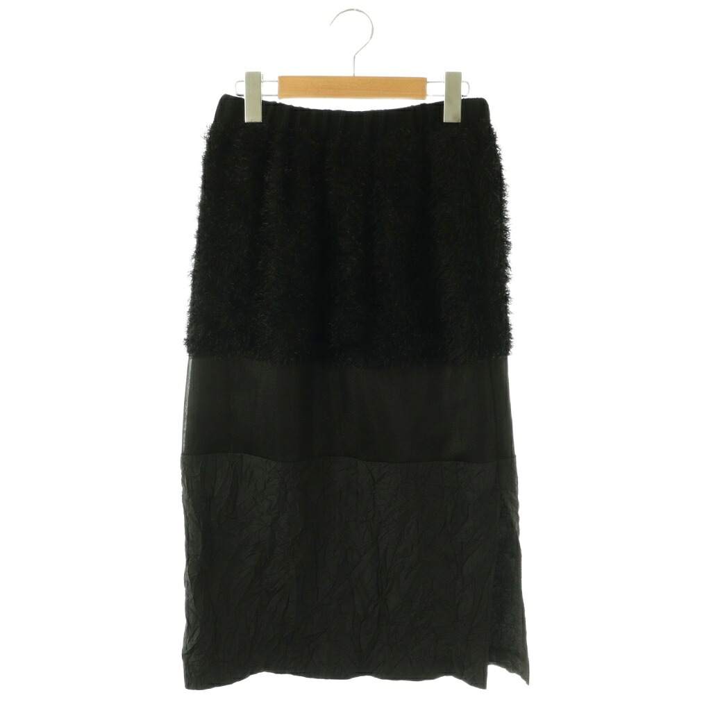 【中古】レギオモンタヌス オブ ヨシオクボ muller of yoshiokubo GRASS LINE SKIRT スコート 36 黒 黒いこと シャギー原材料 クリンクル製作 midi丈 /AZ レディース 【ベクター 古着】 260318