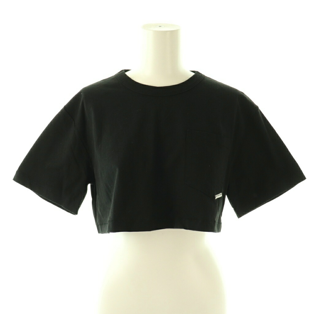 【中古】アレキサンダーワン ALEXANDER WANG Tシャツ XS 黒 ブラック クロップド丈 半袖 パッチポケット 1CC2221635 /AZ レディース 【ベクトル 古着】 260319