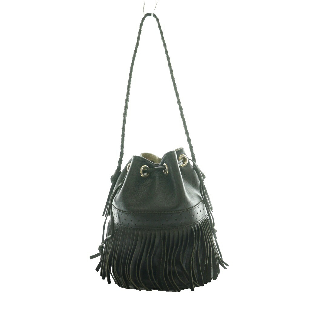 【中古】ジェイ&エムデヴィッドソン J&M Davidson カーニバル L CARNIVAL L ショルダーバッグ フリンジ レザー 黒 ブラック /SS ■OS レディース 【ベクトル 古着】 260323