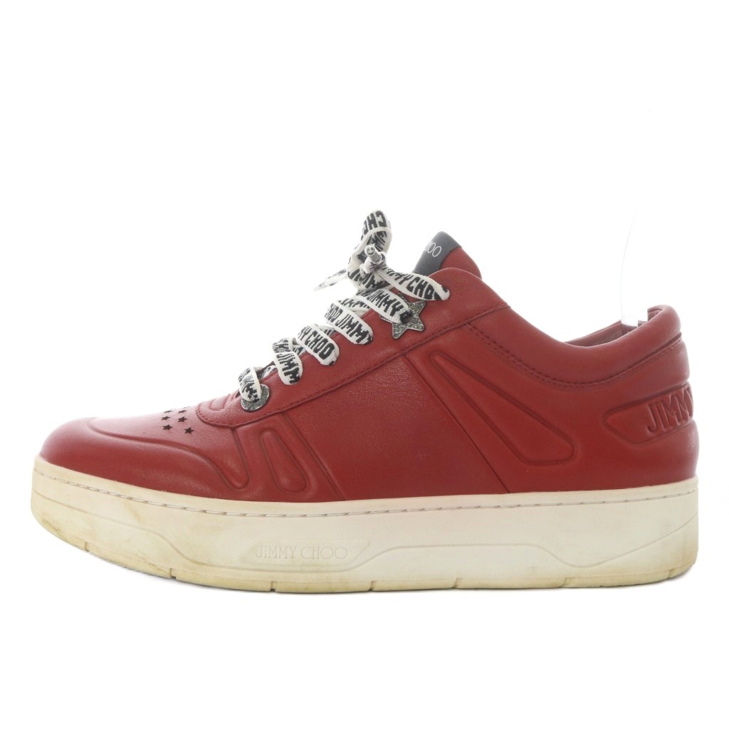 【中古】ジミーチュウ JIMMY CHOO スニーカー ローカット レザー 39 レッド /YO19 メンズ 【ベクトル 古着】 260324