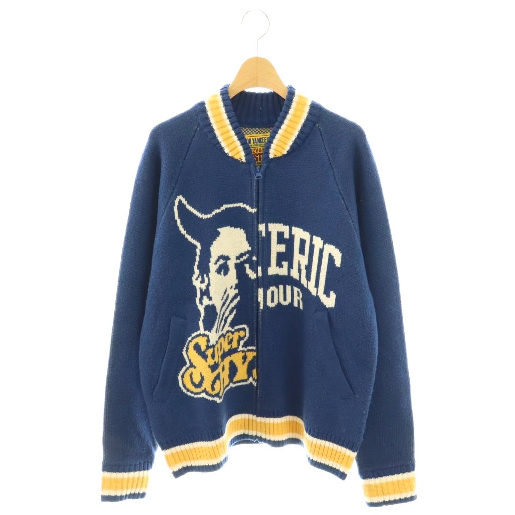 【中古】ヒステリックグラマー HYSTERIC GLAMOUR 24AW SUPER HYSジャカード オーバーサイズジャンパー ジャケット ニット F ブルー /HK ■OS レディース 【ベクトル 古着】 260324｜ブランド古着ベクトルプレミアム店