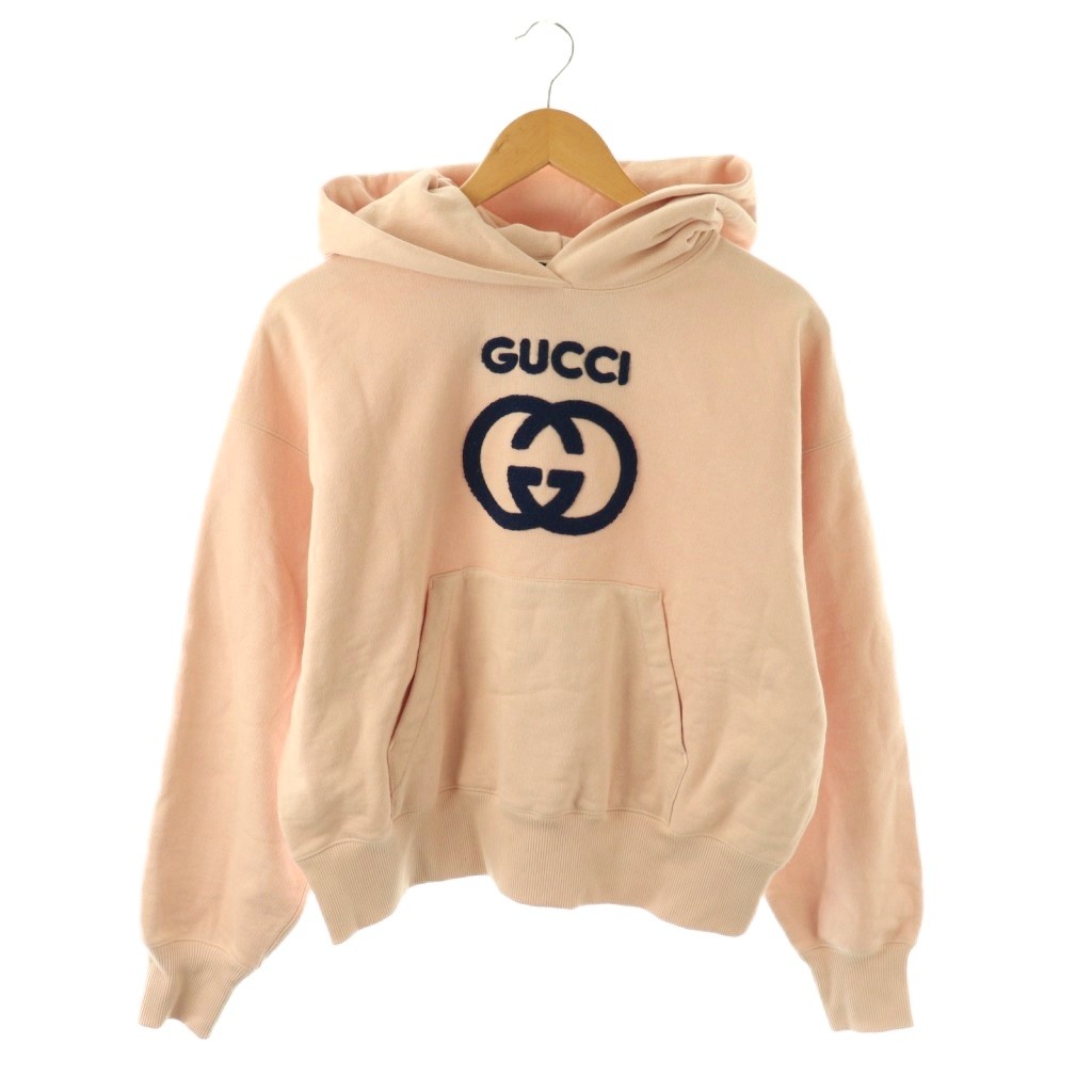 【中古】グッチ GUCCI インターロッキングG フーディパーカー 汗水 ティーシャツ S ともし火サクラ色 768122 /CX ■os ■SH レディース 【ベクター 古着】 260403