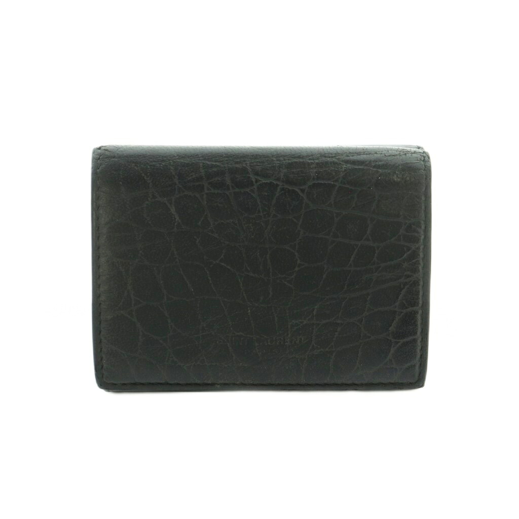 【中古】サンローラン パリ SAINT LAURENT PARIS コンパクトウォレット 財布 三つ折り 小銭入れ クロコ型押し レザー 黒 459996 /MI ■OS ■OH レディース 【ベクトル 古着】 260326