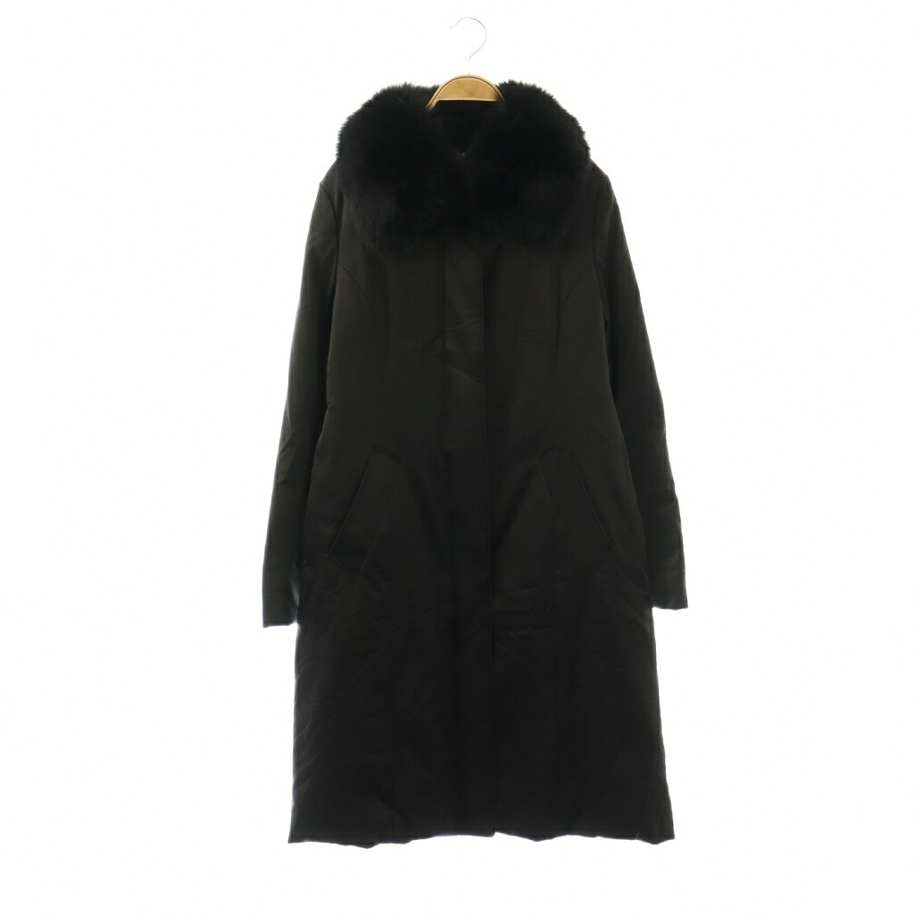 【中古】アクアスキュータム AQUASCUTUM フォックスファー ダウンコート ロング ブラック /HK ■OS レディース 【ベクトル 古着】 260402
