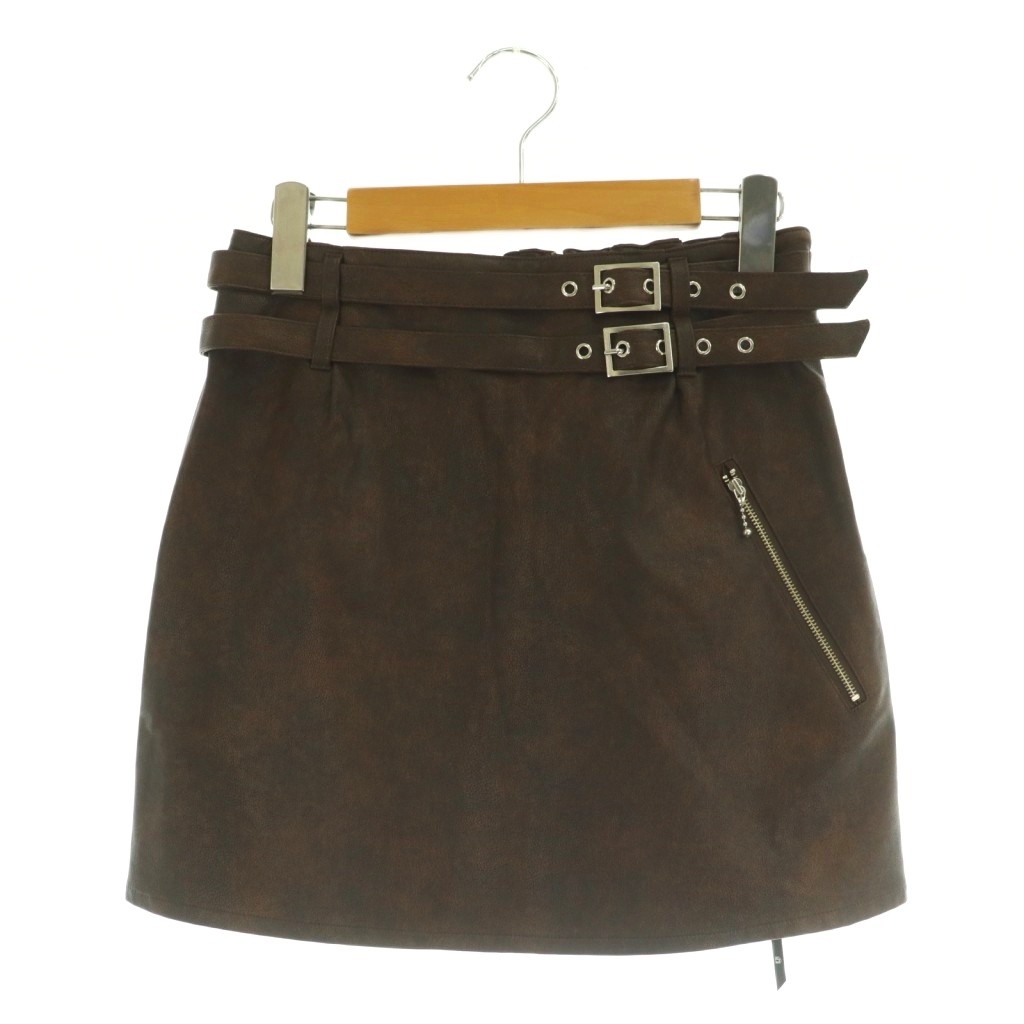 【中古】未使用品 アメリヴィンテージ Ameri VINTAGE 25AW SYNTHETIC LEATHER MINI SKIRT フェイクレザースカート ミニ M ブラウン /MY ■OS レディース 【ベクトル 古着】 260326