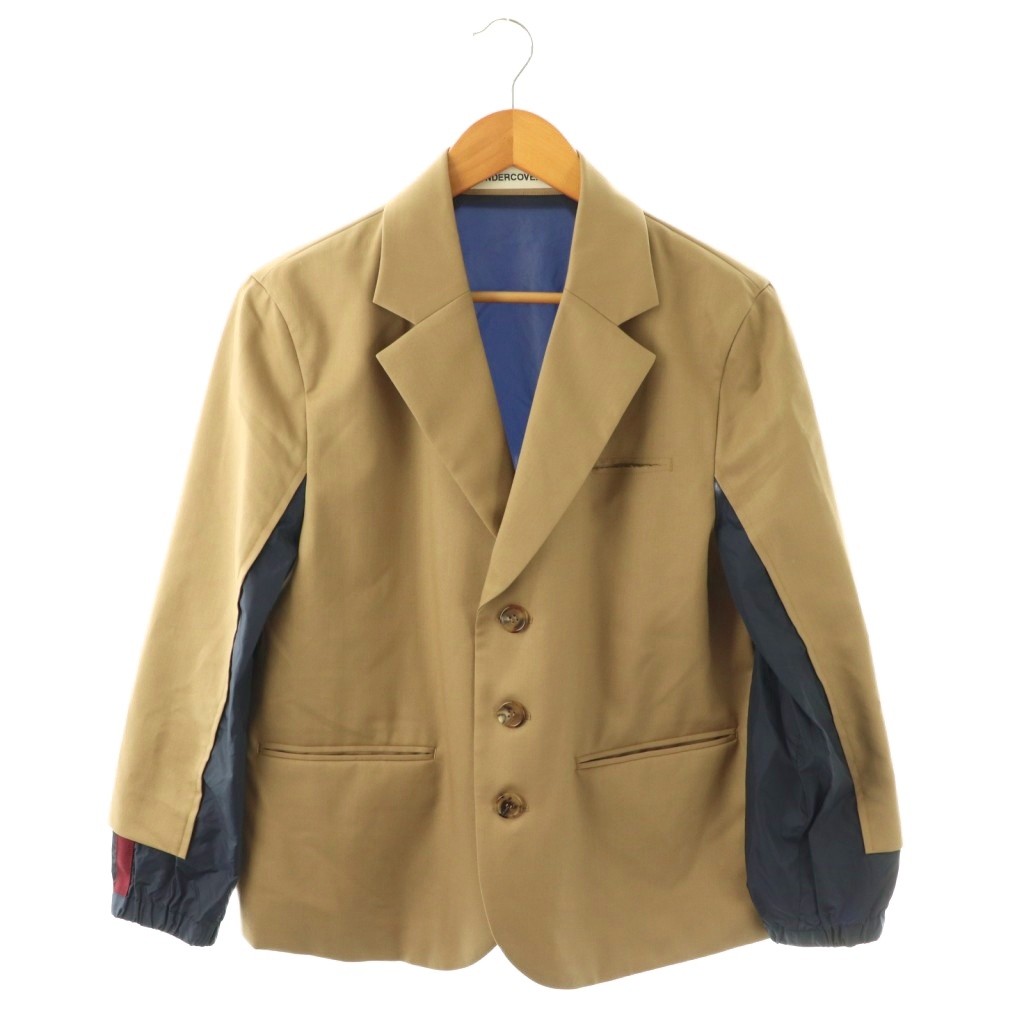 【中古】アンダー取りまかなう UNDERCOVER パネルド スポーツジャケット Panelled Blazer 上衣 2 紺 米国海軍 ベージュ /SS ■os メンズ 【ベクター 古着】 260406