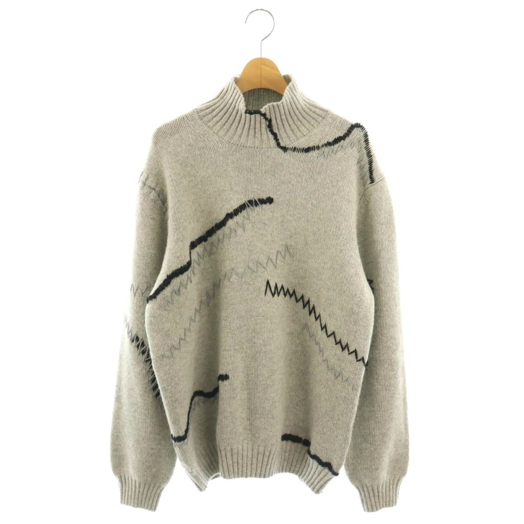 【中古】エンポリオアルマーニ EMPORIO ARMANI ステッチデザイン ハイネック ニット セーター 長袖 厚手 ウール L グレー /NR ■OS ■AD メンズ 【ベクトル 古着】 260330｜ブランド古着ベクトルプレミアム店