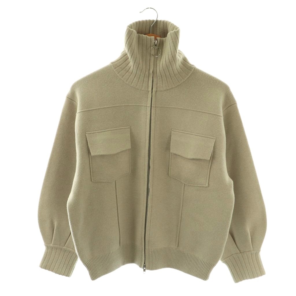 【中古】マチャット MACHATT フルジップニットジャケット ニットブルゾン グレージュ /DF ■OS レディース 【ベクトル 古着】 260324