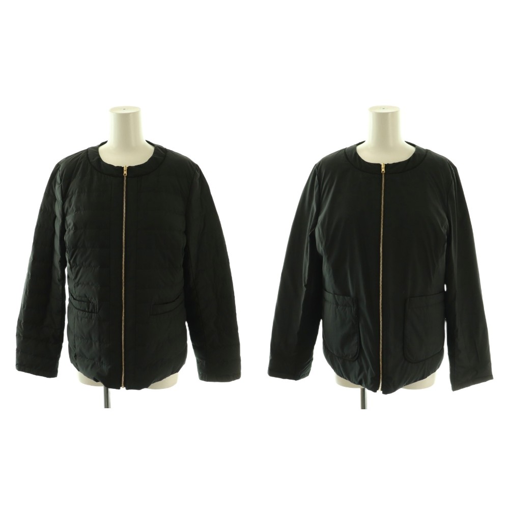 【中古】自由区 オンワード樫山 25AW ライトダウンリバーシブルノーカラー ジャケット 38 ブラック /DF ■OS レディース 【ベクトル 古着】 260324