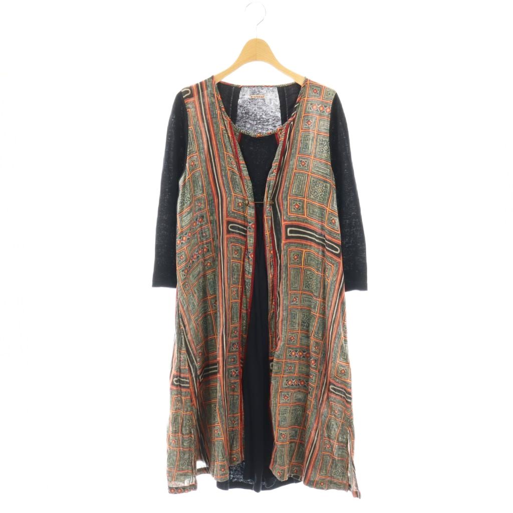 【中古】キャピタル kapital もん族ワンピース ロング 長袖 0 ネイビー マルチカラー /DO ■OS レディース 【ベクトル 古着】 260331｜ブランド古着ベクトルプレミアム店