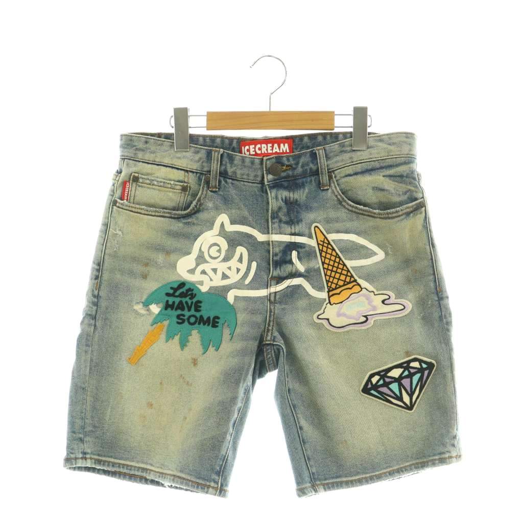 【中古】アイスクリーム EYESCREAM サンデー ショート デニムショートパンツ ハーフ ウォッシュ加工 32 サックスブルー /SS ■OS ■SH メンズ 【ベクトル 古着】 260327