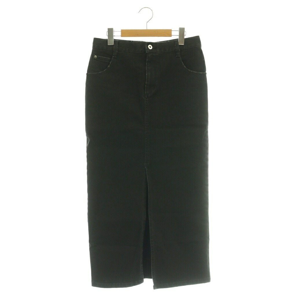 【中古】アパルトモン ドゥーズィエムクラス L'Appartement DEUXIEME CLASSE 24SS DENIM MAXI SKIRT デニムマキシスカート タイト ロング丈 スリット ジップフライ 36 黒 ブラック 24060560812010 /BB レディース 【ベクトル 古着】 260327