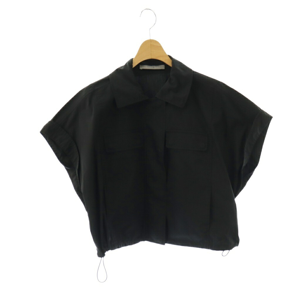 【中古】セオリーリュクス theory luxe 24AW TECH POPLIN LADA ブラウス ジップアップ フレンチスリーブ 38 ブラック /HK ■OS レディース 【ベクトル 古着】 260326