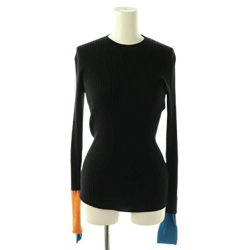 【中古】エンフォルド ENFOLD LAYERD RIB PULLOVER ニット セーター リブ 長袖 38 ブラック /HK ■OS レディース 【ベクトル 古着】 260326｜ブランド古着ベクトルプレミアム店