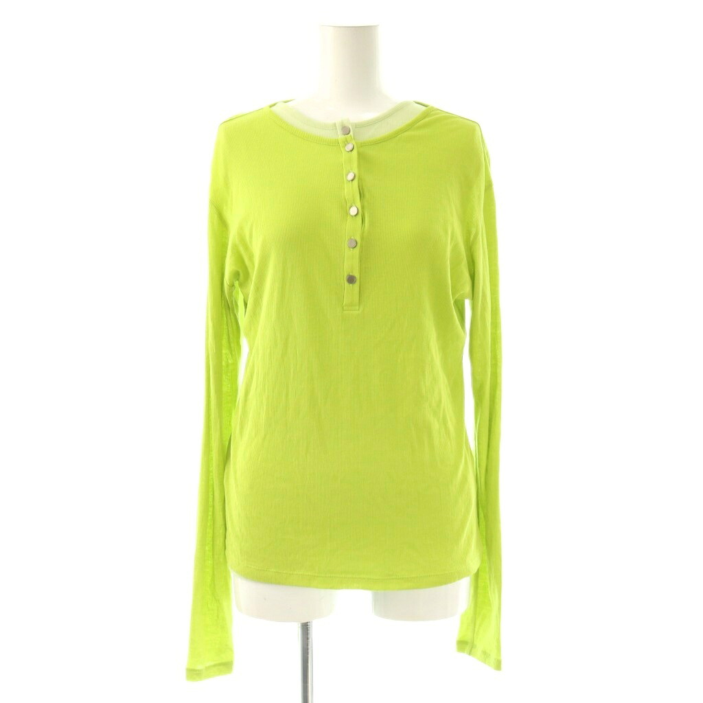 【中古】オブリオ AUBRIOT シアーコットンテレコ ヘンリーネックTシャツセット 長袖 ノースリーブ ストレッチ 2 黄緑 ライトグリーン /BB レディース 【ベクトル 古着】 260409