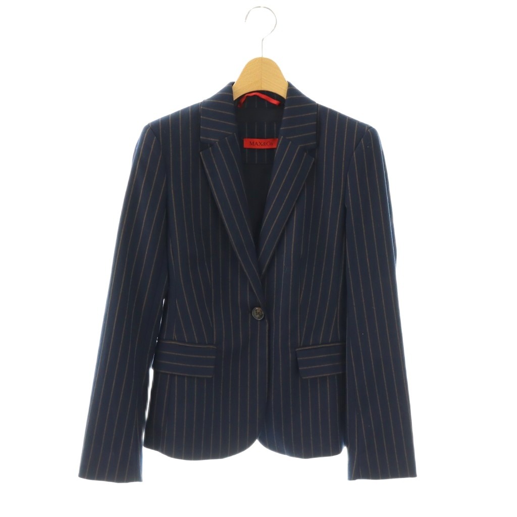 【中古】マックス&コー MAX&CO. ストライプ テーラードジャケット シングル 36 ネイビー /HK ■OS レディース 【ベクトル 古着】 260330