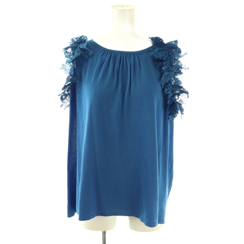 【中古】ルルウィルビー Loulou Willoughby 25SS アームレースプルオーバー ニット カットソー レース 2 ブルー /CX ■OS レディース 【ベクトル 古着】 260331