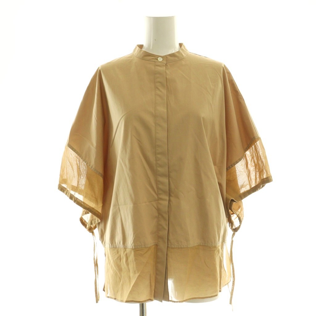 【中古】セオリーリュクス theory luxe 25AW LUXE COTTON DAZY C SHIRT シャツ 切替 七分袖 38 ベージュ /HK ■OS レディース 【ベクトル 古着】 260402