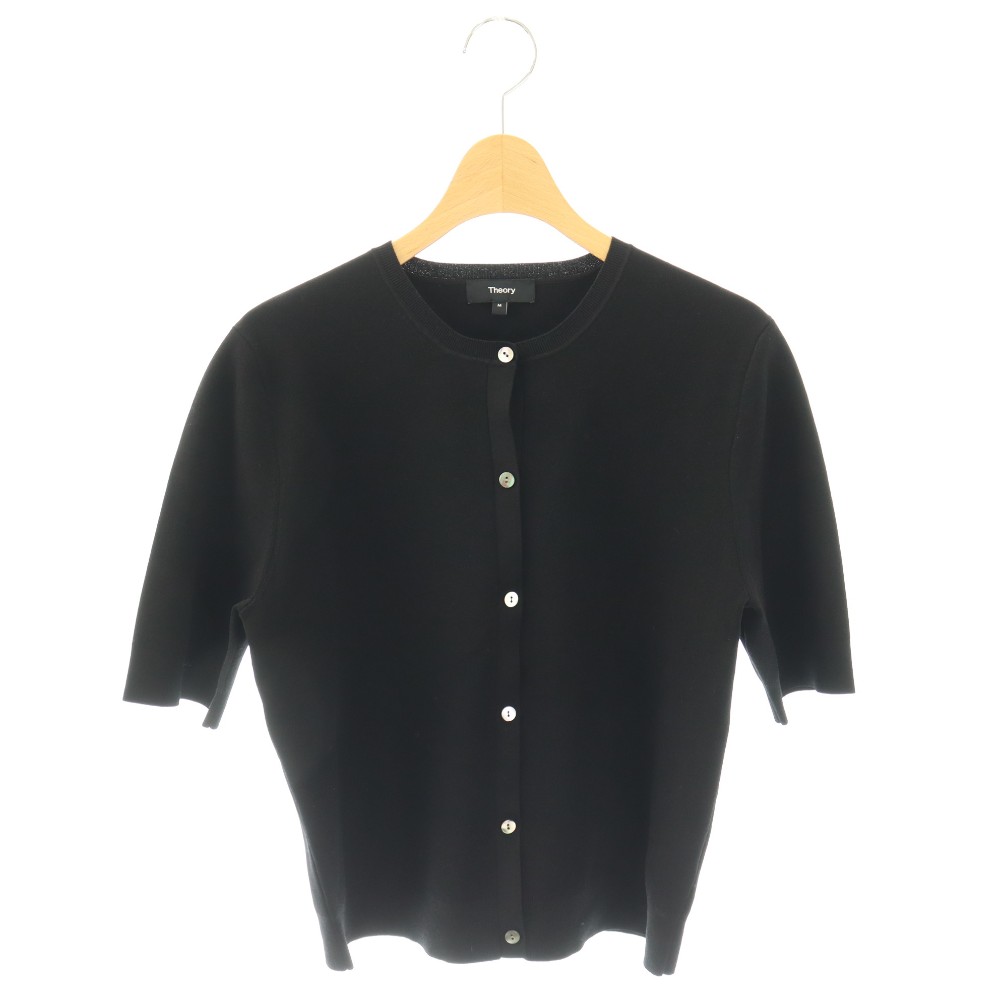 【中古】セオリー Theory 25SS WOOSTER CREPE KNIT SS CARDIGAN カーディガン 五分袖 ニット M 黒 /MI ■OS レディース 【ベクトル 古着】 260331