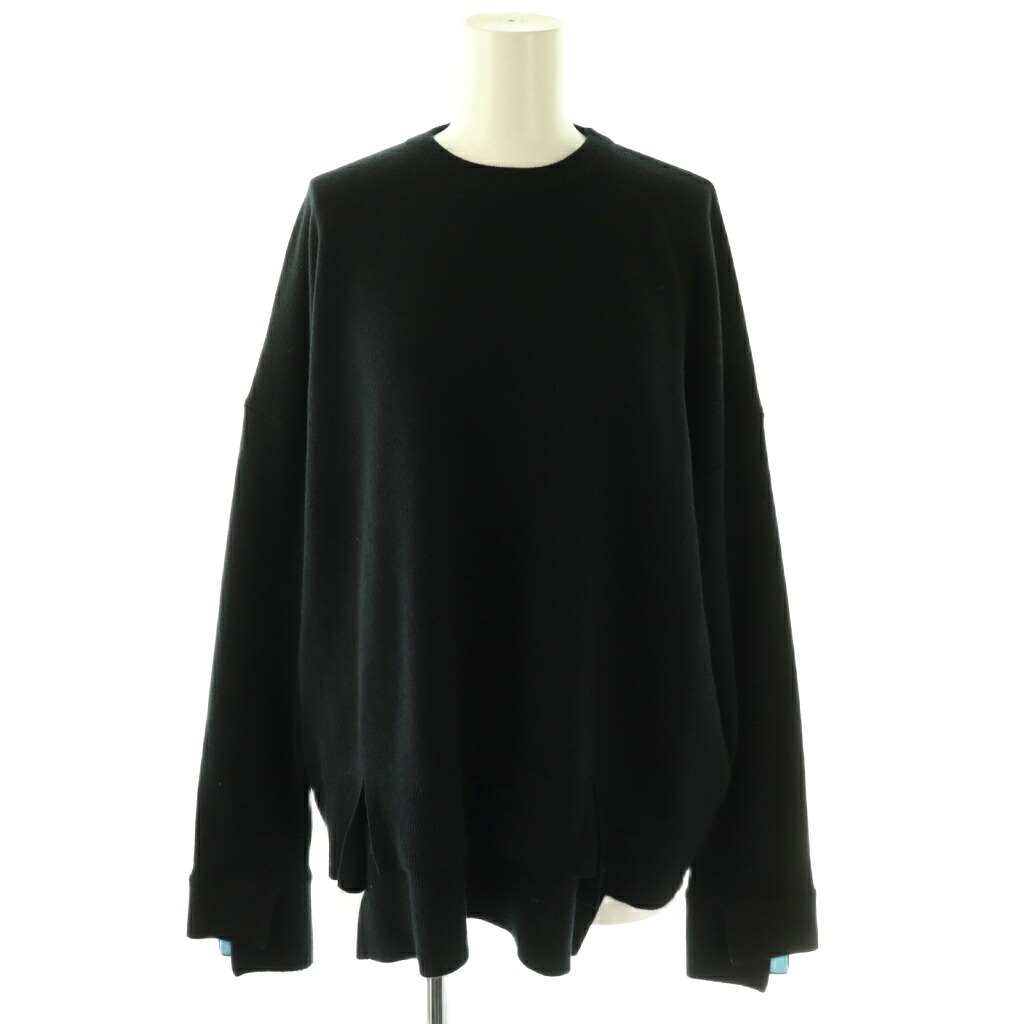 【中古】エンフォルド ENFOLD SLIT-RIB PULLOVER ニット セーター ウール 38 ブラック ブルー /CX ■OS レディース 【ベクトル 古着】 260401