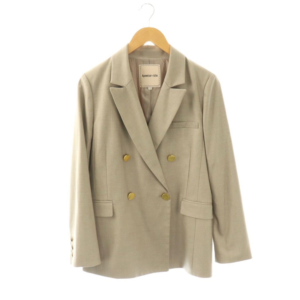 【中古】アプワイザーリッシェ Apuweiser-riche 24AW ダブルテーラージャケット 2 グレージュ /SS ■OS レディース 【ベクトル 古着】 260406