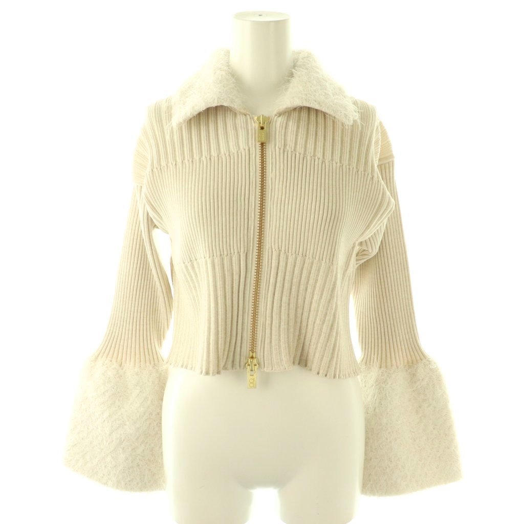 【中古】シーエフシーエル CFCL FLUTED PILE GLITTER CROPPED ZIP SHIRT CARDIGAN カーディガン ニット ラメ 1 ベージュ /CX ■OS レディース 【ベクトル 古着】 260407