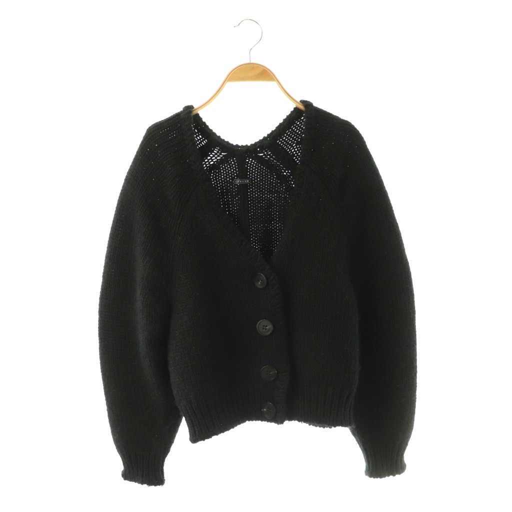 【中古】ラドロー LUDLOW 24AW ウールローゲージニットカーディガン V素っ首 黒いこと /CX ■os レディース 【ベクター 古着】 260404