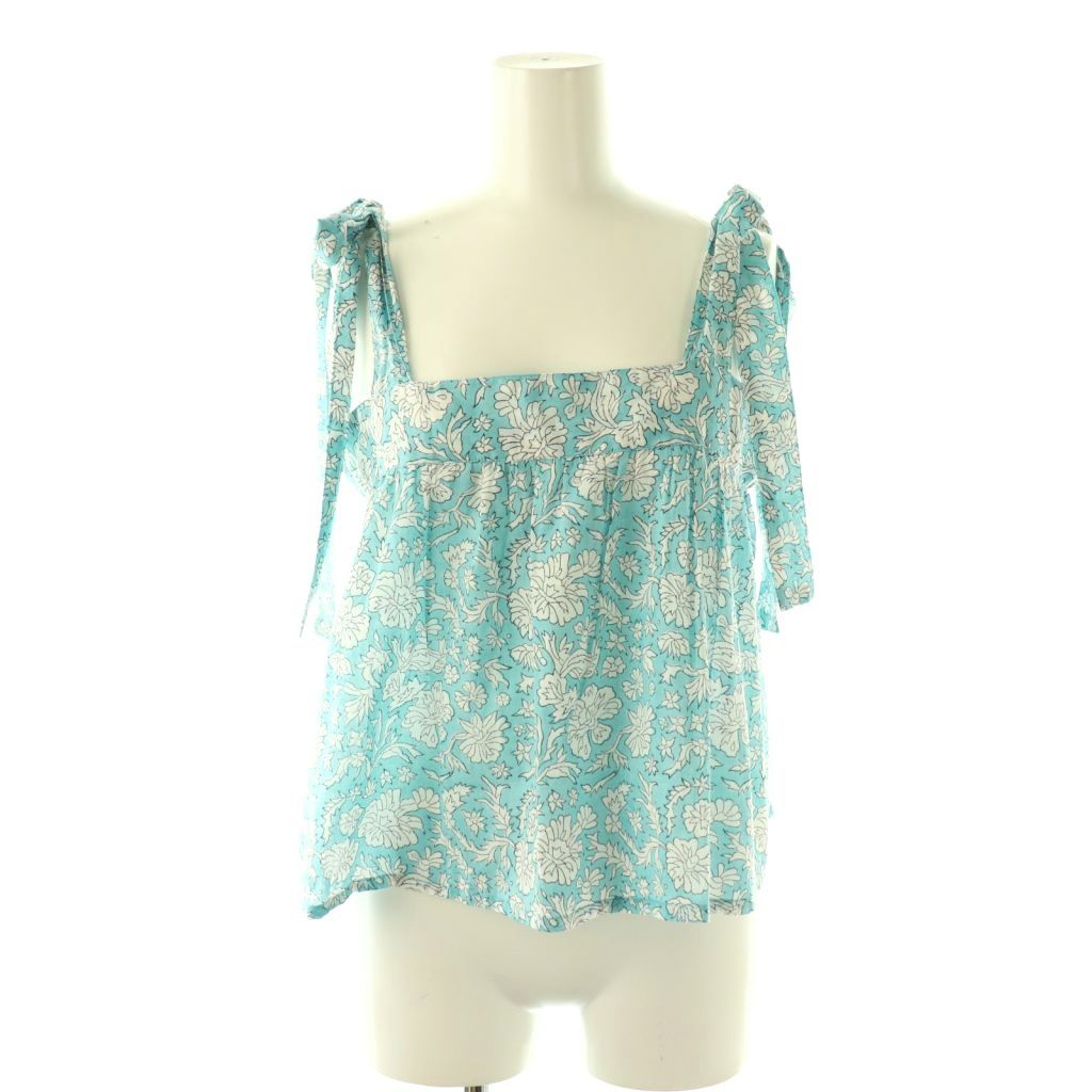 【中古】エスゼット SZ BLOCKPRINTS EMMA TANK NILA リボンショルダーブラウス 花柄 水色 白 /CX ■os レディース 【ベクター 古着】 260404