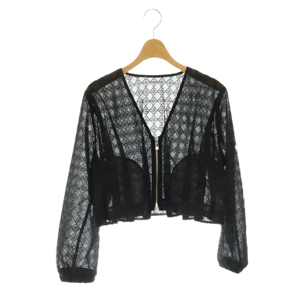【中古】セルフォード CELFORD 25SS クロスチュールエンブロイダリーブルゾン ジップアップ ノーカラー F ブラック /DO ■OS レディース 【ベクトル 古着】 260407
