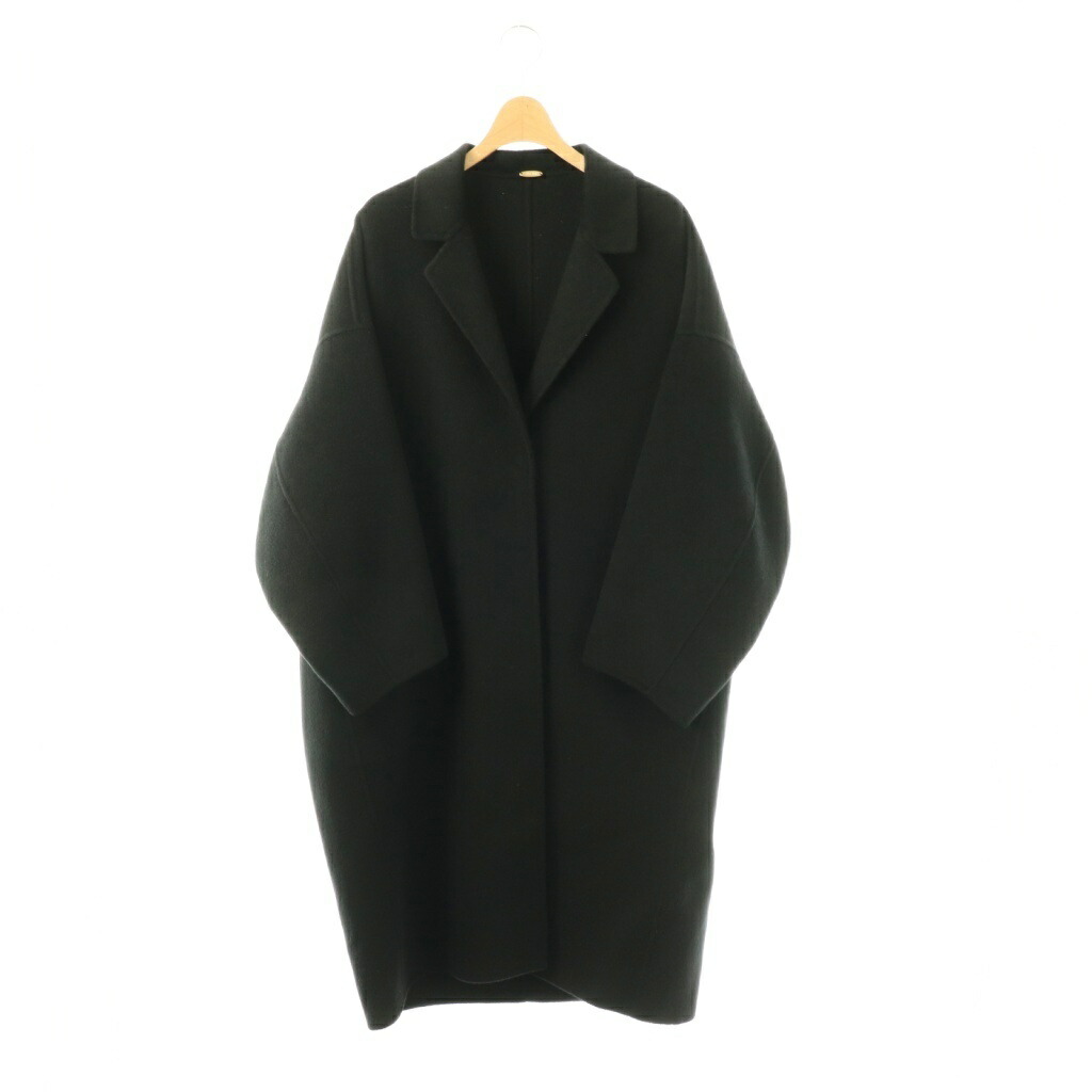【中古】ミューズ ドゥーズィエム クラス MUSE de Deuxieme Classe ウールアンゴラリバーコート チェスターコート アウター F ブラック /CX ■OS レディース 【ベクトル 古着】 260406