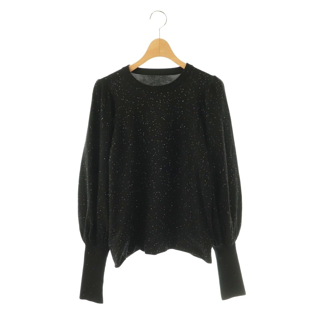 【中古】アドーア ADORE 24AW スパングルニット カットソー 長袖 38 ブラック マルチカラー /DO ■OS ■SH レディース 【ベクトル 古着】 260407｜ブランド古着ベクトルプレミアム店