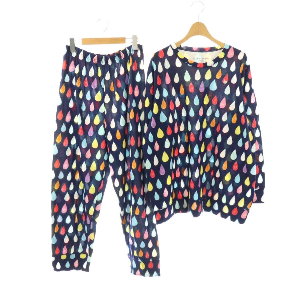 【中古】ツモリチサト 静止状態 tsumori chisato SLEEP 雨しずく 綿織物 パジャマ セットアップ 上下 3L マルチ色つや 紺 米国海軍 /SY ■os レディース 【ベクター 古着】 260409