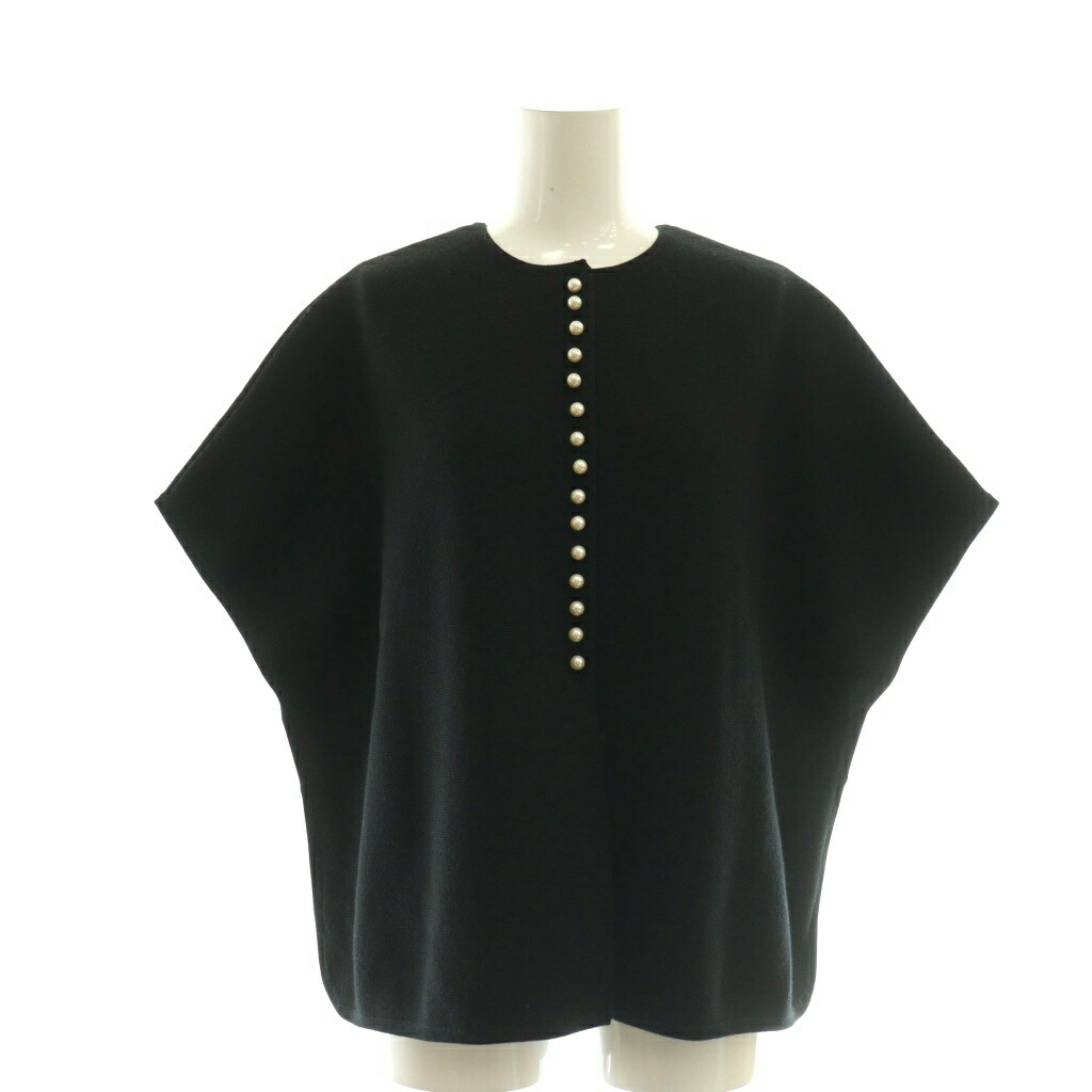 【中古】ボールジー BALLSEY トゥモローランド ウールポリエステルパールコンビ ショートケープニット プルオーバー フレンチスリーブ S ブラック /CX ■OS レディース 【ベクトル 古着】 260408