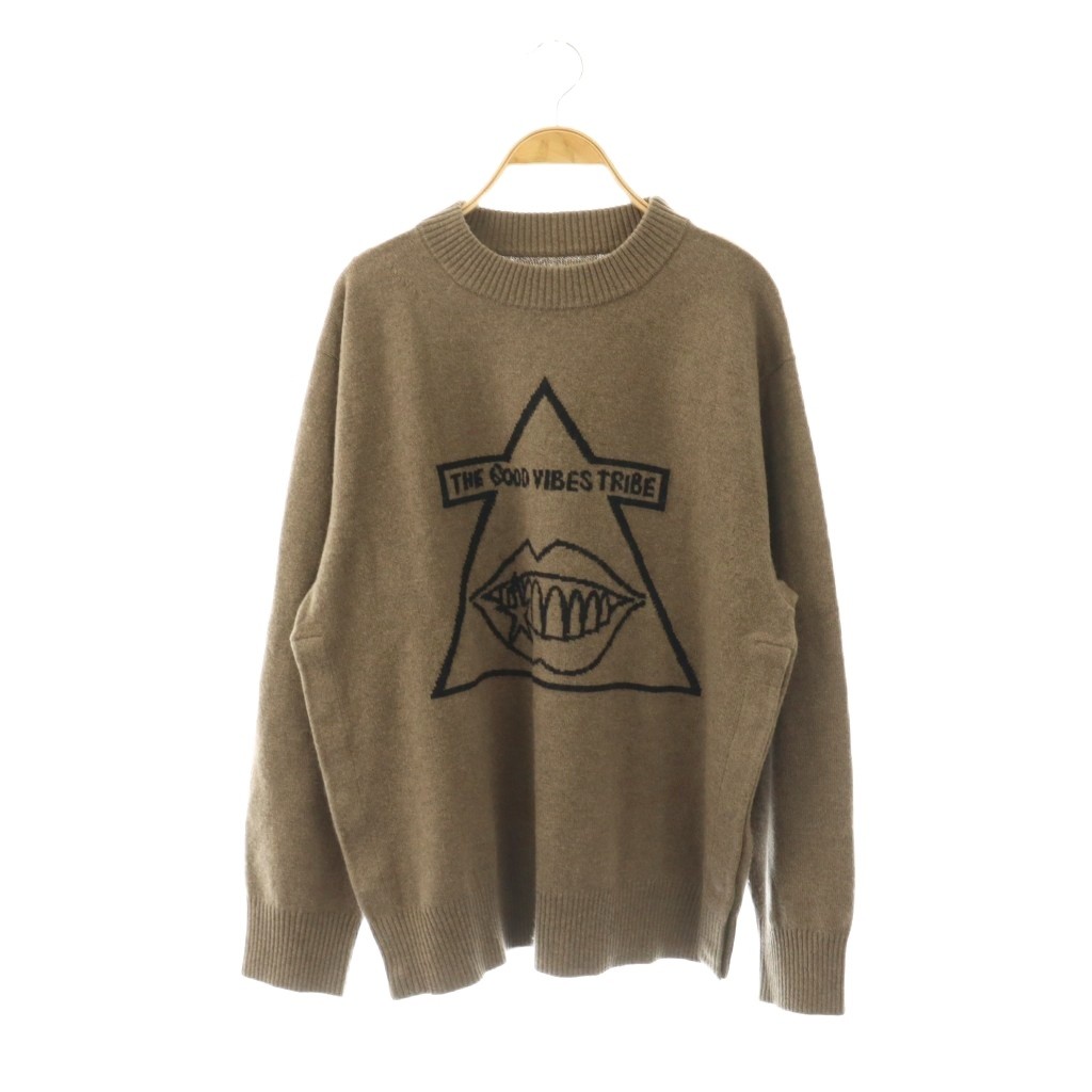 【中古】サカイ sacai ×マークゴンザレス 24-03529M羊毛 ゴンズ ひな型 編み物 スウェーター 長袖 1 モカ /HK ■os ■AD メンズ 【ベクター 古着】 260407