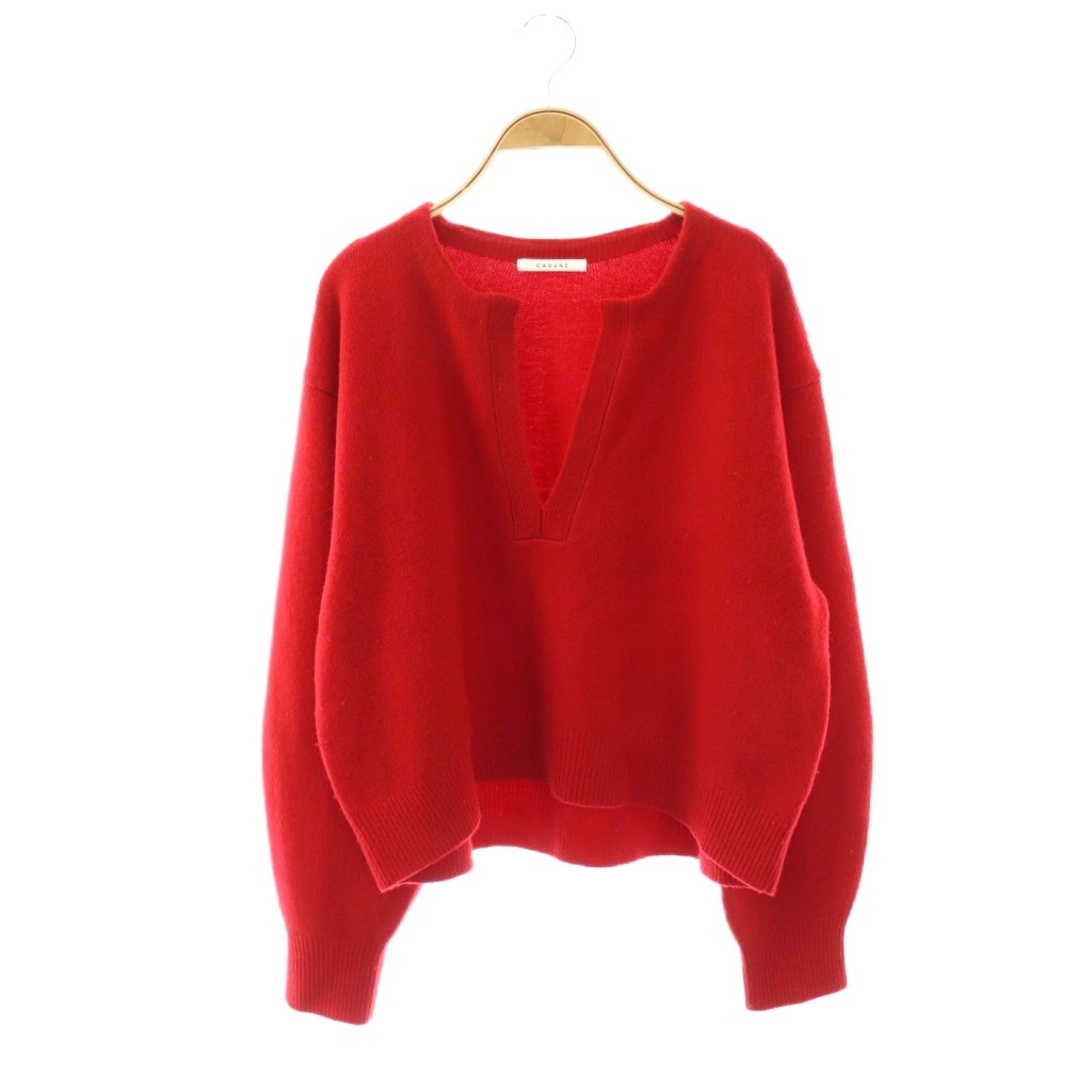 【中古】カデュネ CADUNE 25AW アクア深Vニット セーター プルオーバー カシミヤ混 38 赤 /CX ■OS レディース 【ベクトル 古着】 260409 8,066円