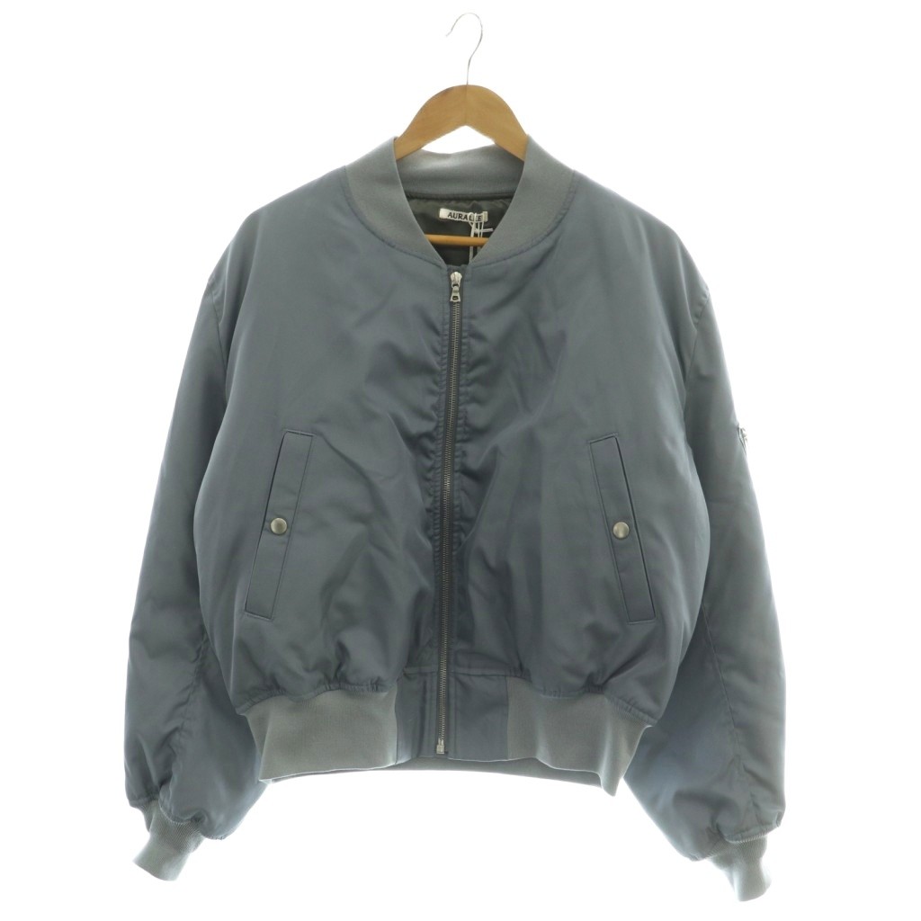 【中古】未使用品 オーラリー AURALEE 26SS HIGH DENSITY SILK TWILL FLIGHT BLOUSON ブルゾン ジャケット ジップアップ 4 ブルー A26SB01AR /NR ■OS メンズ 【ベクトル 古着】 260410