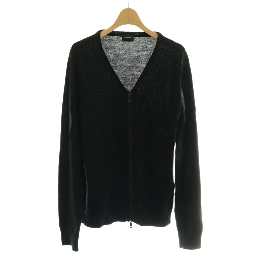 【中古】ジルサンダー JIL SANDER ジップアップ 編み物 ジレー 羊毛 48 黒いこと /CX ■os ■AD メンズ 【ベクター 古着】 260420