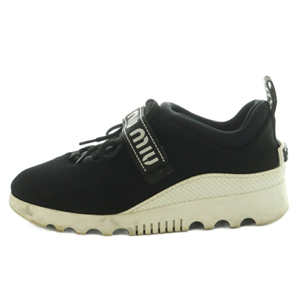 【中古】ミュウミュウ miumiu MAGLIA 聖処女マリア スニーカー シューズ 37.5 24.5珊 黒 613 /MI ■os レディース 【ベクター 古着】 260424