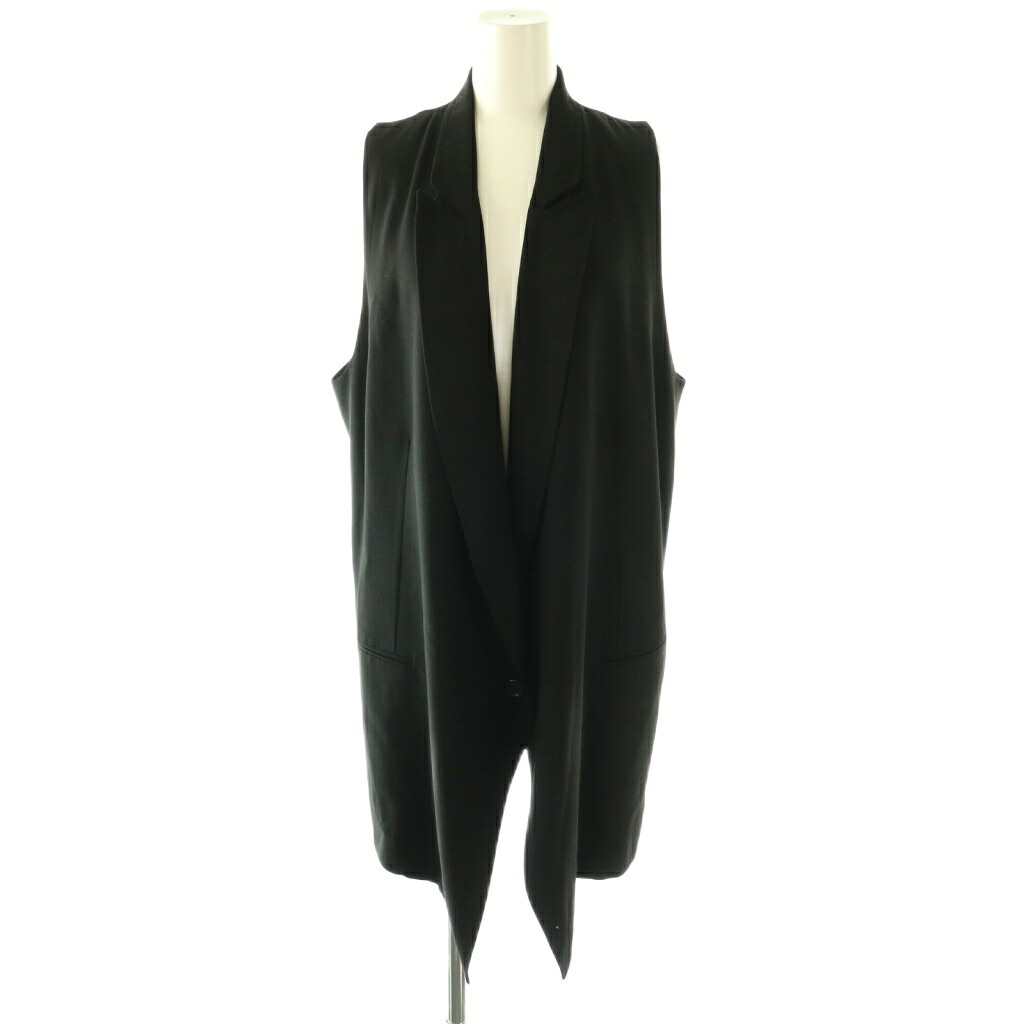 【中古】アンドゥムルメステール ANN DEMEULEMEESTER ロングジレ ベスト ウール 38 ブラック /CX ■OS レディース 【ベクトル 古着】 260415