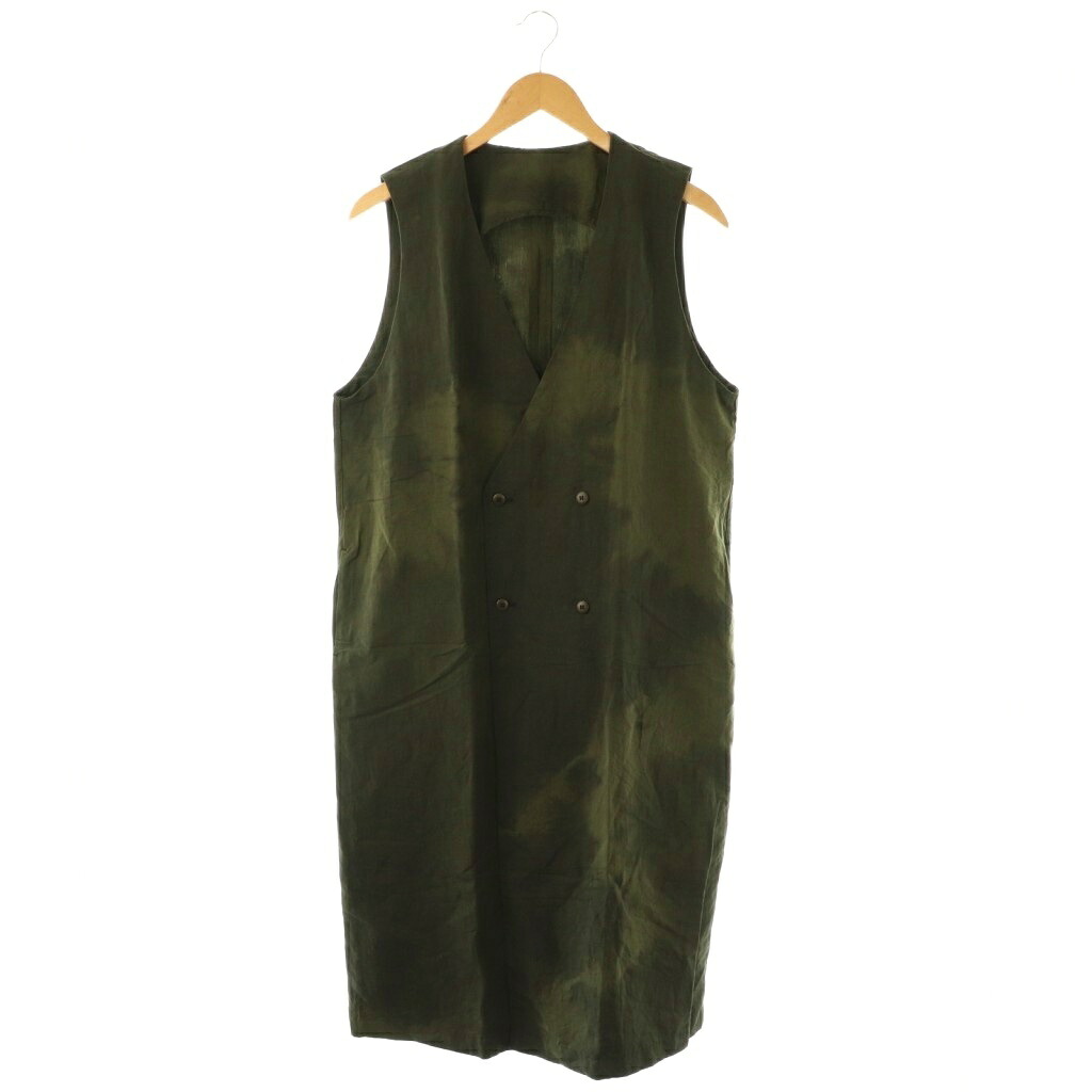 【中古】未使用品 タカラジマセンコウ 宝島染工 cloud long vest ベスト ジレ ロング リネン混 ダークグリーン /CX ■OS メンズ レディース 【ベクトル 古着】 260415