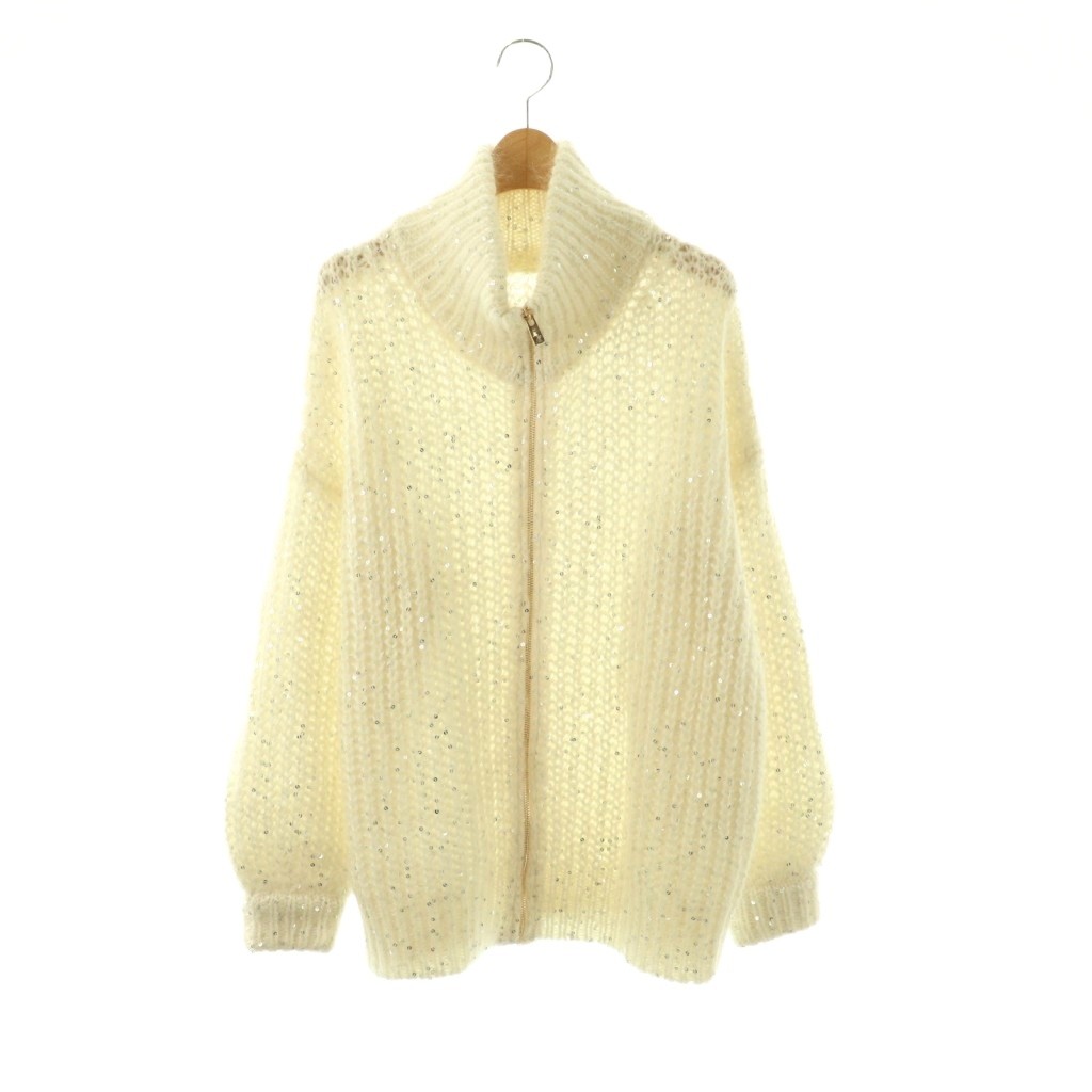 【中古】グレースクラス GRACE Class 24AW スパンコールニットジャケット ブルゾン モヘヤ混 36 ホワイト /ES ■OS レディース 【ベクトル 古着】 260418|ブランド古着ベクトルプレミアム店