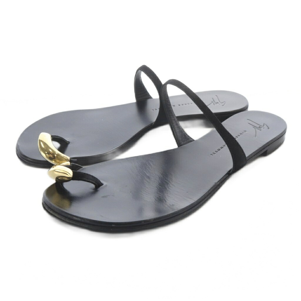 【中古】ジュゼッペザノッティデザイン GIUSEPPE ZANOTTI DESIGN オヤユビプレートサンダル 37 黒 黒いこと /SR レディース 【ベクター 古着】 260424 靴-サンダル-レディース靴