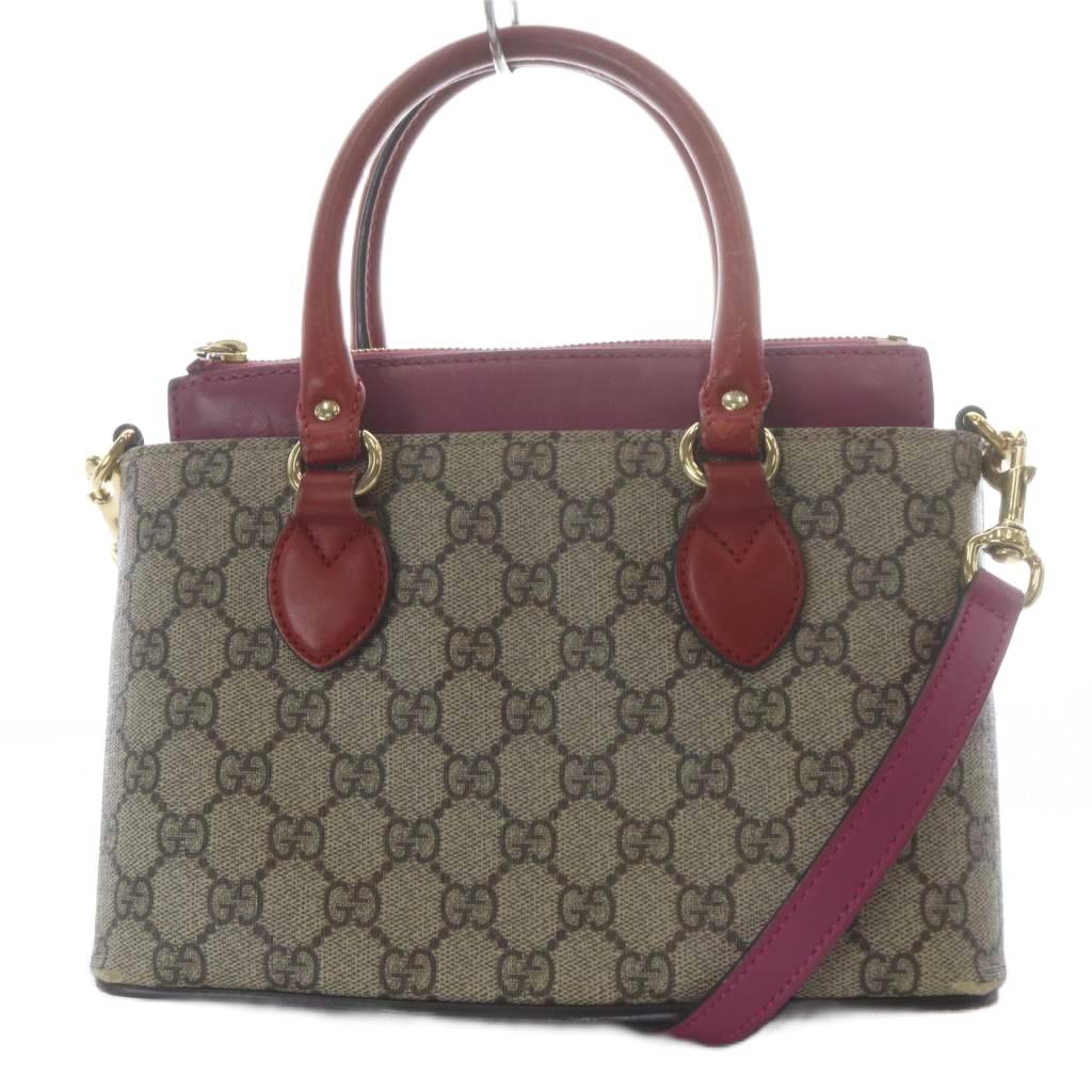 【中古】グッチ GUCCI GGスプリーム 2way ハンドバッグ ショルダーバッグ PVC ベージュ ピンク 453177 /YO24 ■OH レディース 【ベクトル 古着】 260511|ブランド古着ベクトルプレミアム店