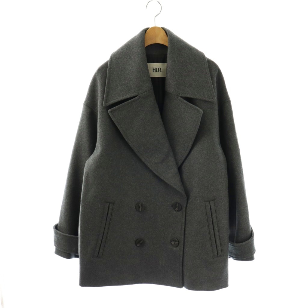 【中古】ハー HER. ビッグ色つや厚地の外套 アウター ダブル F 薄墨色 7054108 /DO ■os レディース 【ベクター 古着】 260420