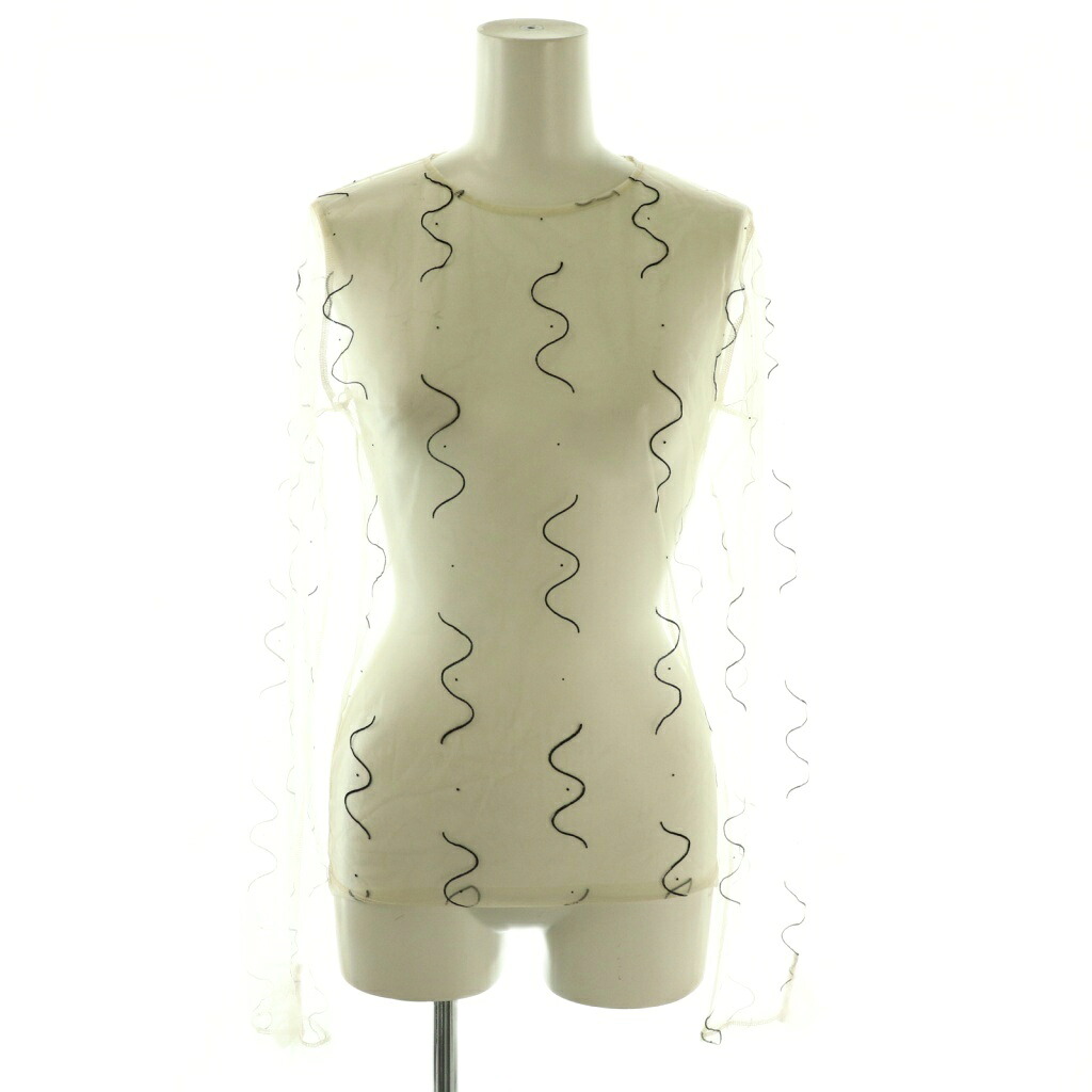 【中古】ポィ PoI Tulle top naminami トップス シアー カットソー 2 ベージュ 黒いこと /CX ■os レディース 【ベクター 古着】 260427