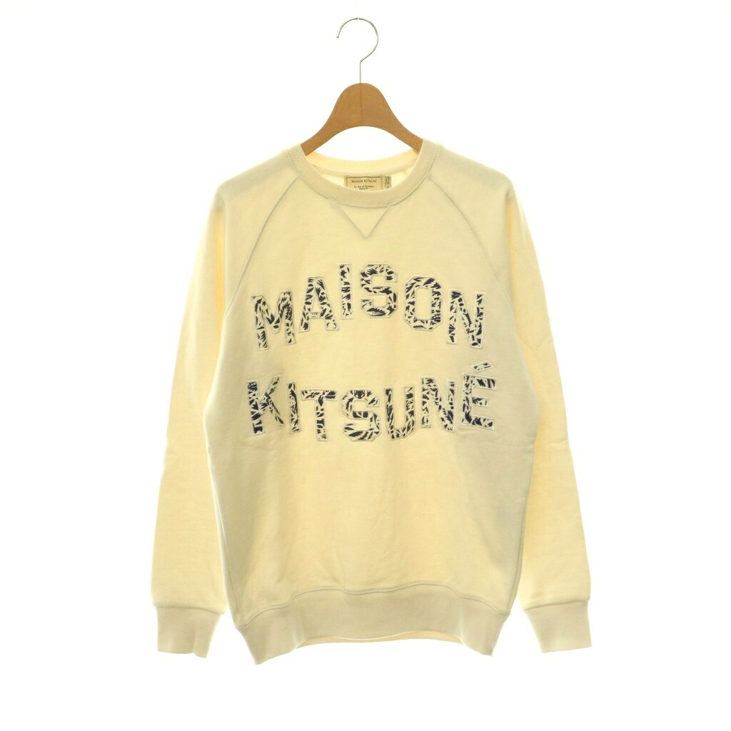 【中古】メゾンキツネ MAISON KITSUNE ロゴプルオーバ―スウェットトップス 調教師 XS 象牙色 米国海軍 /ES ■os ■  メンズ 【ベクター 古着】 260519