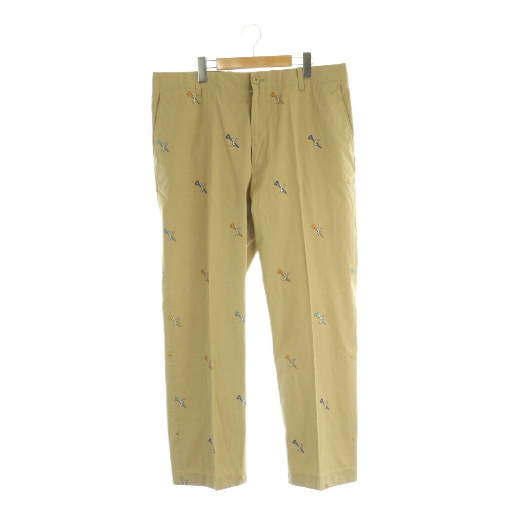 【中古】ルイヴィトン LOUIS VUITTON RM232QZS7 LV刺しゅう ロゴタイプ刺しゅう チノズボン下 テーパード 54 ベージュ マルチ色つや /ES ■os メンズ 【ベクター 古着】 260507