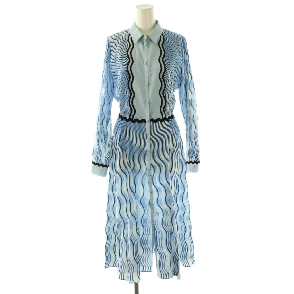 【中古】メアリーカトランズ MARY KATARANTZOU シルクウェーブデザインシャツワンピース 総柄 IT40 ブルー マルチカラー /ES ■OS ■SH レディース 【ベクトル 古着】 260421|ブランド古着ベクトルプレミアム店